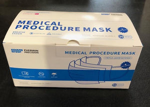 FACE MASK; 3 PLY, ASTM LEVEL 3, LOOPS, (BOX-50)