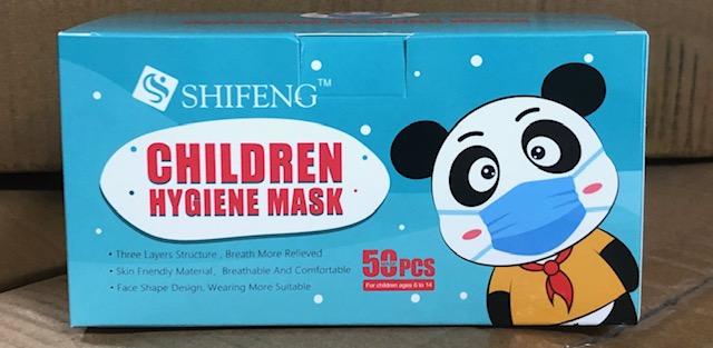 FACE MASK; 3 PLY, ASTM LEVEL 3, LOOPS, CHILD SIZE, (BOX-50)