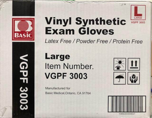 GLOVES; VINYL, LARGE, (CARTON-1000)